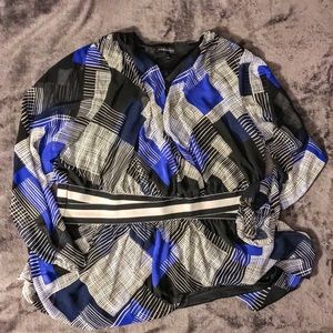 Lane Bryant Pattern V Neck Empire Long Sleeve 22